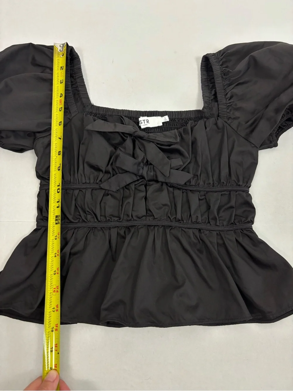 ASTR The Label Smocked Peplum Shirt in Black Size S